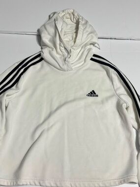 adidas White Hoodie with Black Stripe Accents